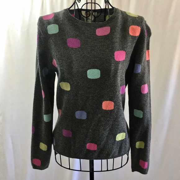 Talbots Sweaters - Talbots 100% Cashmere Sweater Top Polka Dot Grey